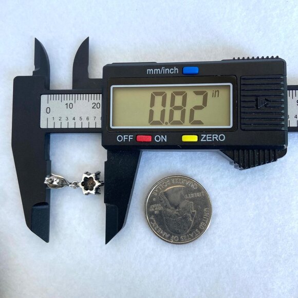 Sterling Silver 925 Cubic Zirconia & Marcasite Flower Dangle Stud Earrings - Picture 14 of 16